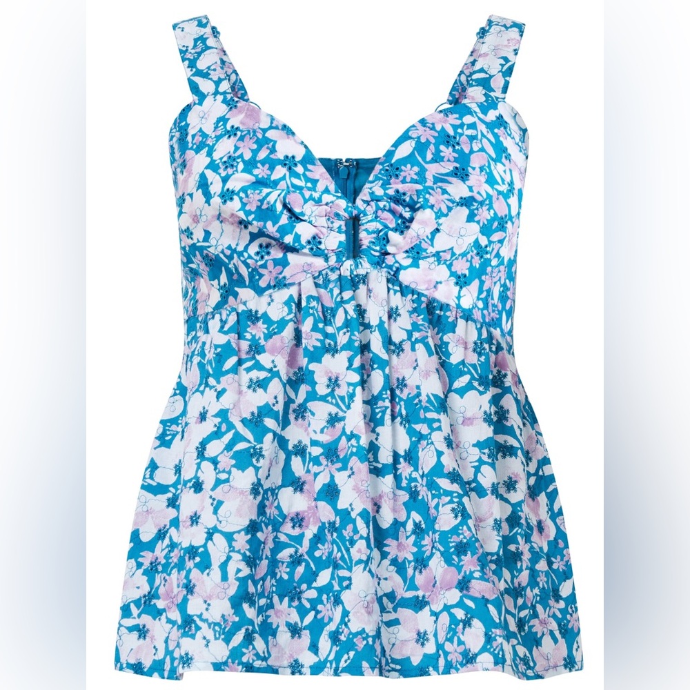 French Connection Dreanna Flores Peplum Top